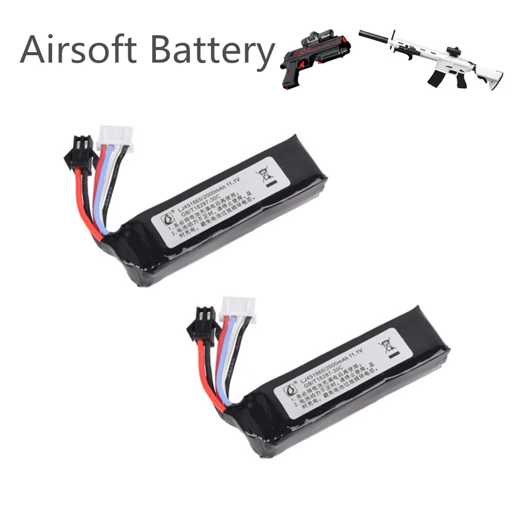

2 шт 11,1 v 2000mah 451865 Lipo аккумулятор для электрической воды Аккумулятор для пистолетов RC вертолет 3S литий-полимерный аккумулятор SM-2P разъем