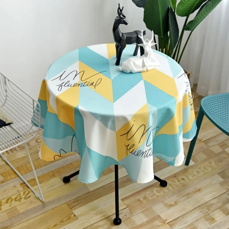  Nordic Style Round Tablecloth Simple Waterproof Restaurant Hotel Household Round Table Cloth Printi