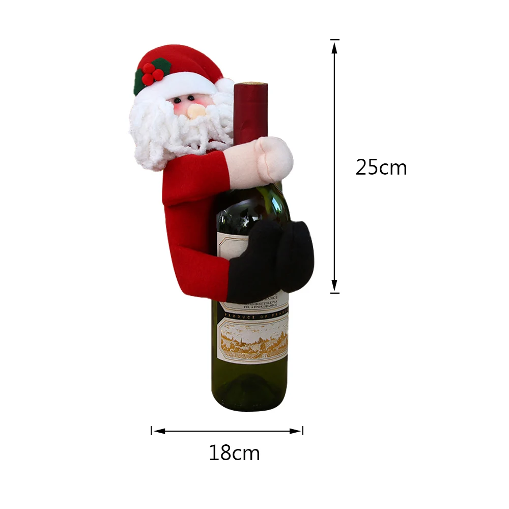J 25x18cm Santa Claus Wine Bottle Cover Merry Christmas Decorations Christmas Ornament Navidad Natal Gift New Year for Home - Цвет: J 25x18cm