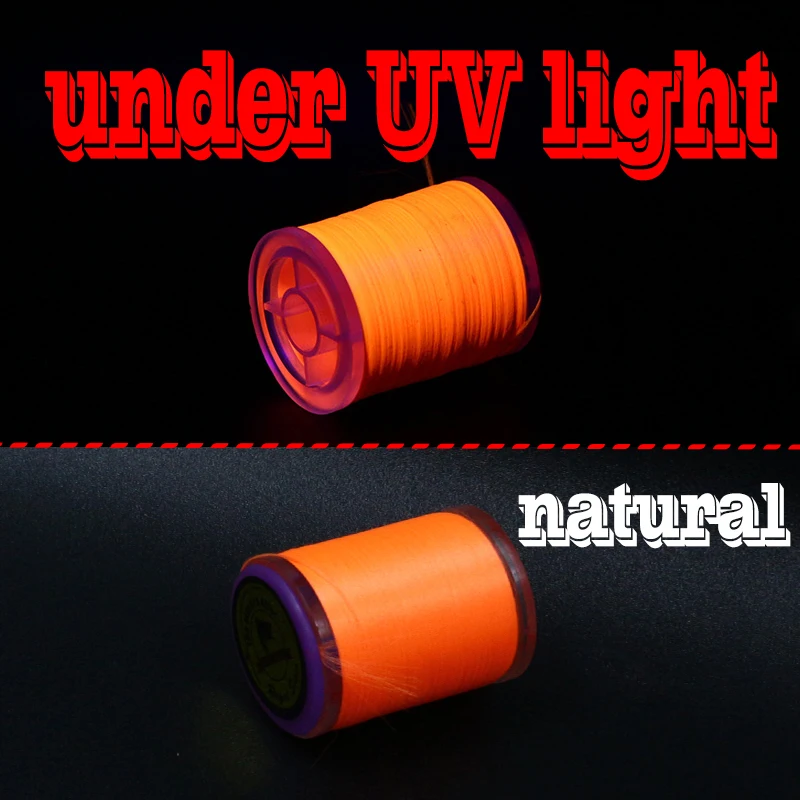 fluo reddish orange Новинка, 6 цветов на выбор, УФ Флуо, стандарт 6/0, нить для завязывания мух, 150D, полиэфирная нить, нить для форели, окуня, щуки, мух, эксклюзивное использование - Цвет: fluo reddish orange