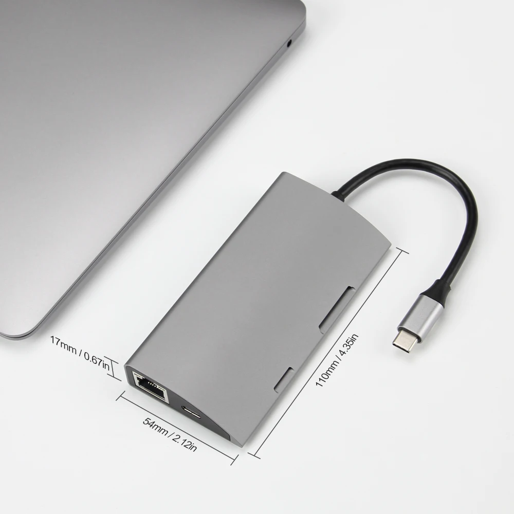 USB C концентратор USB3.0 HDMI VGA RJ45 Gigabit Ethernet SD/TF PD AUX зарядный адаптер USB C док-станция Тип c концентратор конвертер 9 в 1