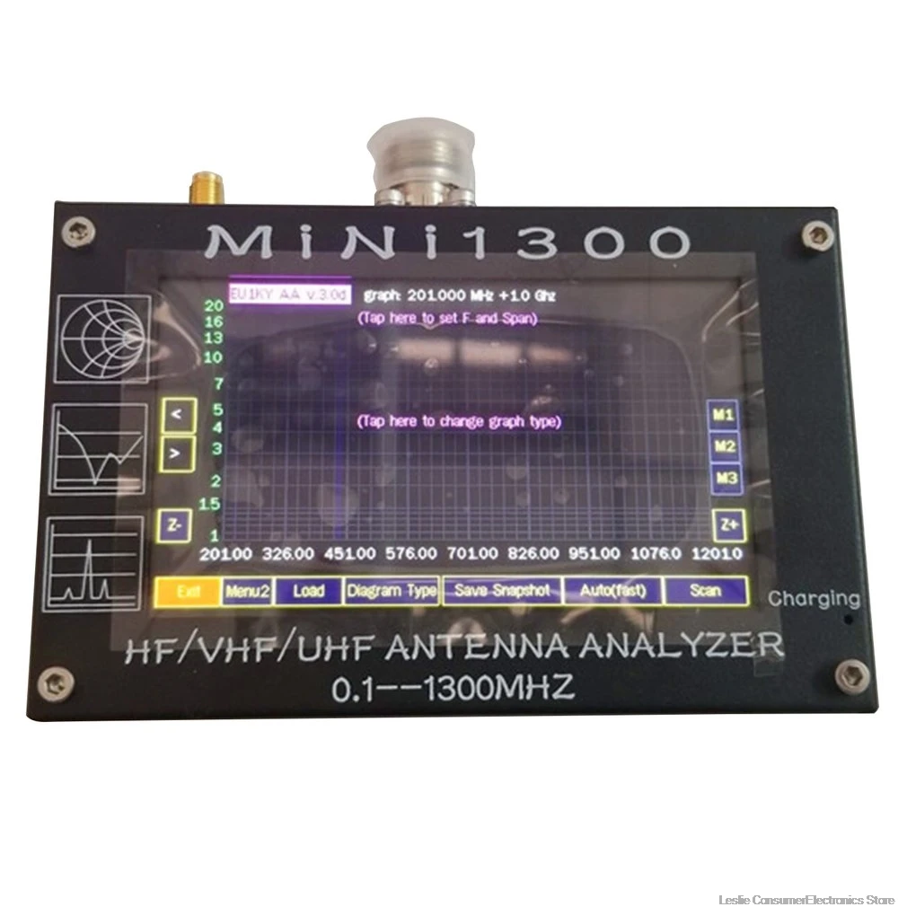 

UV + HF Mini1300 4.3" Touch LCD 0.1-1300MHz 13.GHz HF/VHF/UHF ANT SWR Antenna Analyzer Meter + Rechargeable batery