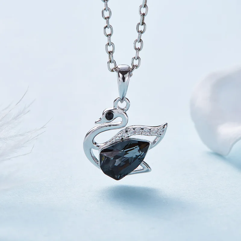 Warme Farben Кристалл от Swarovski серебро 925 пробы ожерелье женщины Кристал в форме лебедя изящное подвесное ожерелье ювелирные изделия колье ожерелье Collare