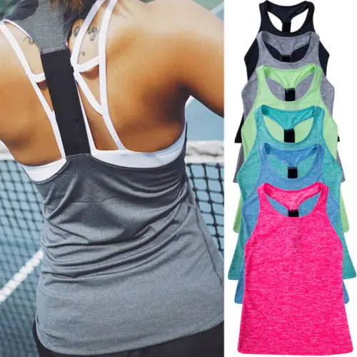 

Women's Ladies Sports Vest Fitness Exercise Gym Tops Singlet Tops Sleeveless Solid Color O Neck Top 2019 New Hot