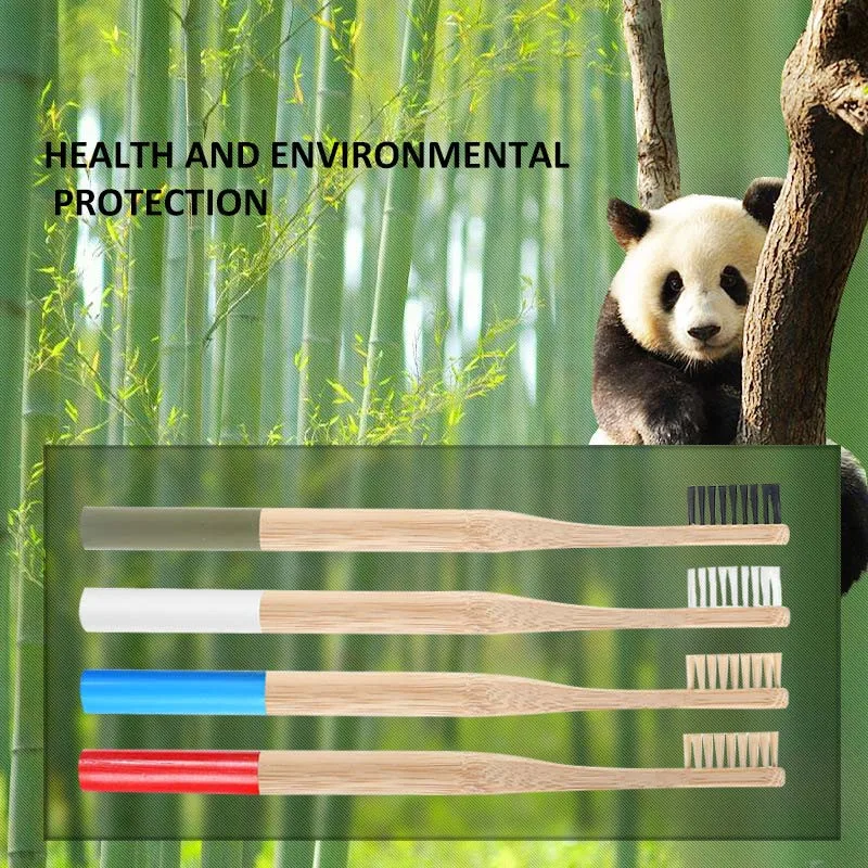 Environmentally Wood Rainbow Toothbrush Wooden Handle Tooth Brush for Home Travel MYDING