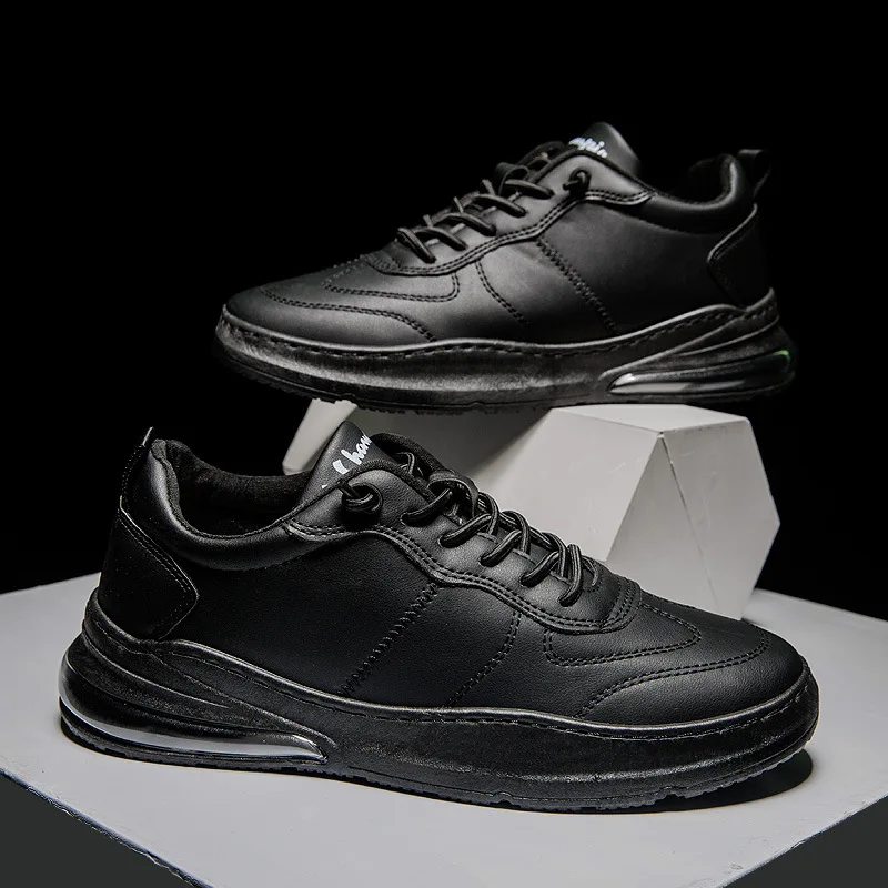 Black M-Low-top; Новинка; модные повседневные однотонные трендовые мужские туфли на воздушной подушке; повседневная обувь для студентов и взрослых для активного отдыха - Цвет: Black