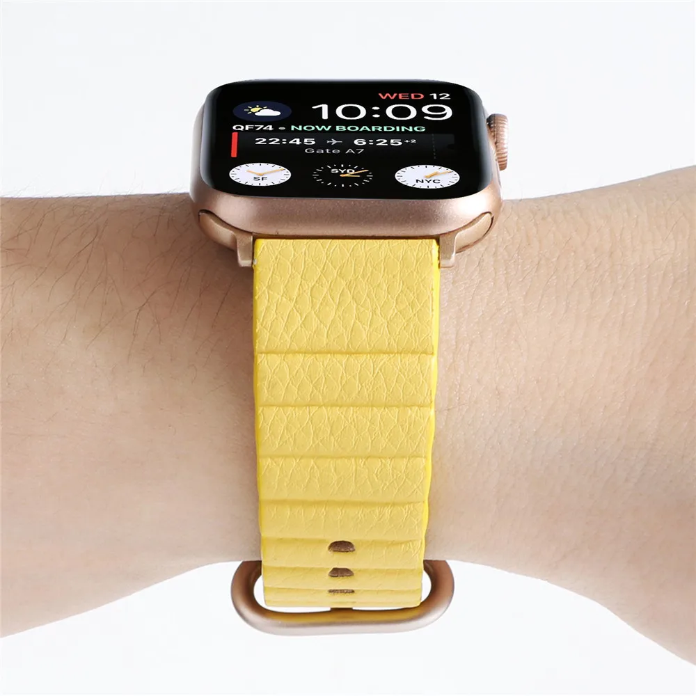 Кожаный ремешок в полоску для часов Apple Watch 5, 4, 3, 2, ремешок 44 мм, 40 мм, 42 мм, 38 мм, высококачественный сменный спортивный ремешок для iWatch 3, 4, 5