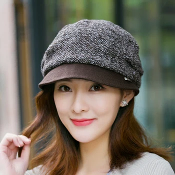 

H7716 Women Korean Beret Cap Autumn Winter Wool Casual Warm Knitted Hat Lady Leisure Outdoor Shopping High Quality Fashion Hats