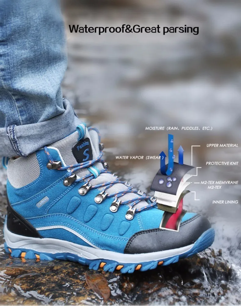 Зимняя мужская и женская уличная походная обувь Нескользящая износостойкая походная обувь для альпинизма водонепроницаемые высокие Трекинговые кроссовки
