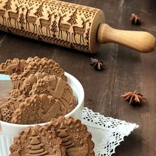 Рождество тиснение Скалка деревянная выпечка печенье лапша печенье, фондан, пирог тесто выгравированы ролик олень; Снежинка