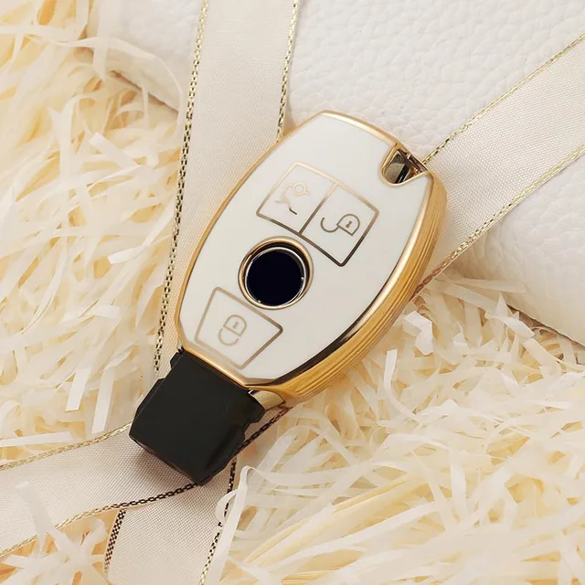 New Style Car Key Case Cover For Mercedes Benz w211 w204 A B R G Class GLK GLA GLC GLR W210 W176 W202 W463 Shell Accessories whte