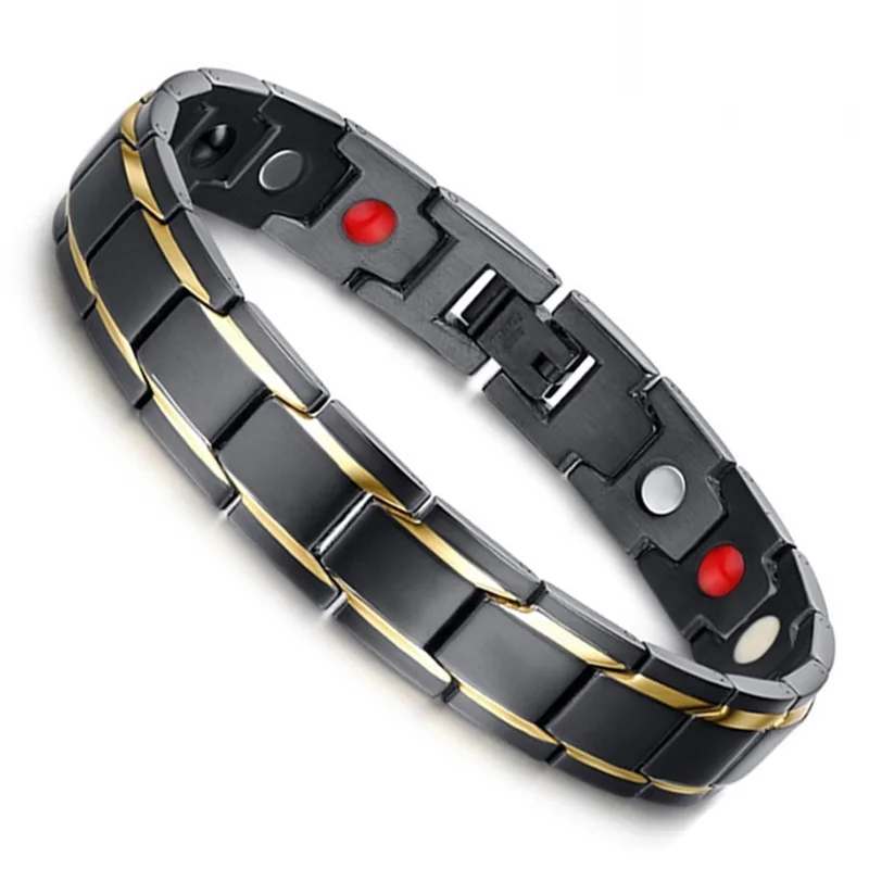 Magnetic Hematite Copper Bracelet Men's Health Bracelets with Hook Buckle Clasp Therapy Bangles Man Health Care Jewelry magnetic slimming bracelet
