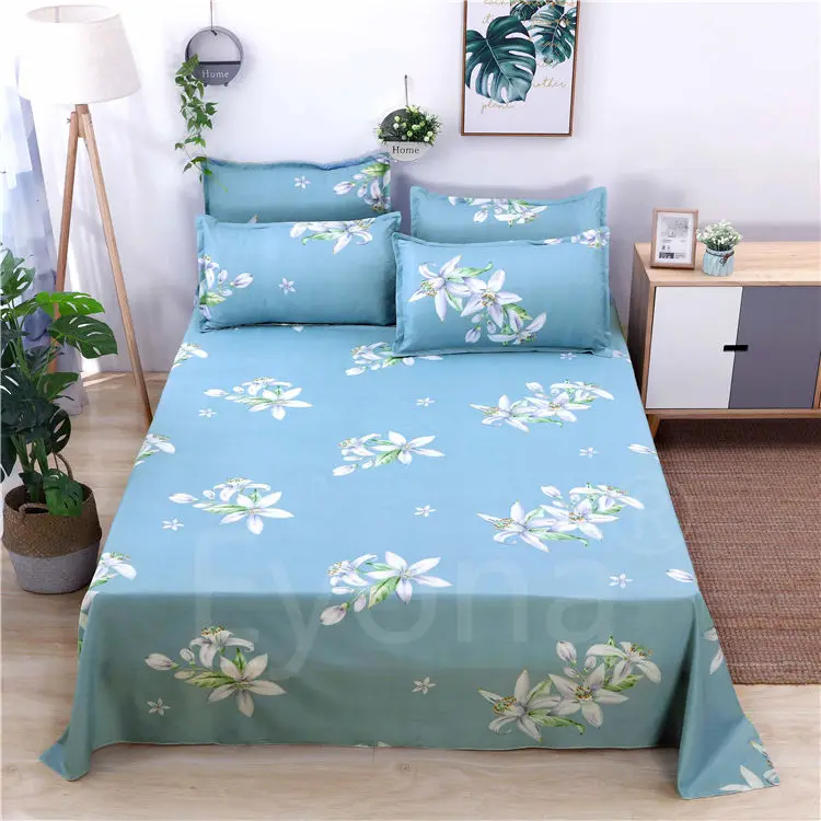 

2019 Beautiful Floral Flat Sheet Pillowcase Duvet Cover Double Queen King Single Flower Series Flat Sheet