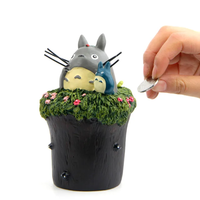 Cartoon Piggy Bank Studio Ghibli Hayao Miyazaki Kiki's No Face Man Piggy Bank Black JiJi Cat Action Figure PVC Toy Birthday Gift E