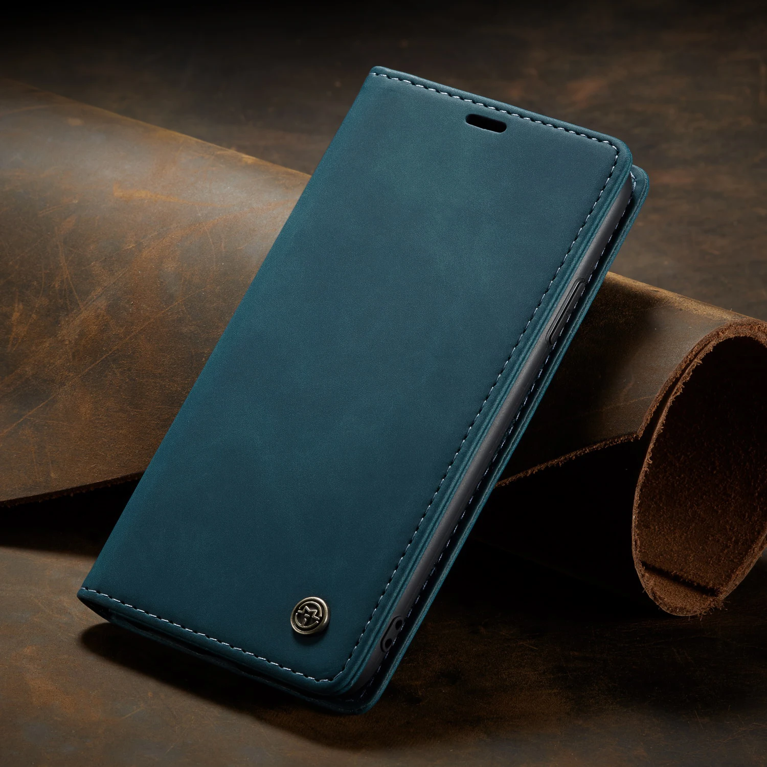 Vintage Leather Flip Wallet Phone Case - Magnetic Closure and Card Slots