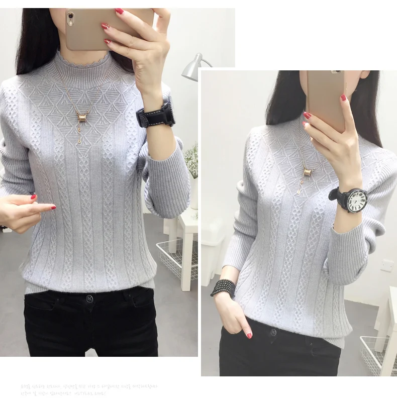 New Tide Autumn Winter Fashion Women Sweater Elastic Solid Turtleneck Sweater Women Slim Sexy Tight Bottoming Knitted Pullovers