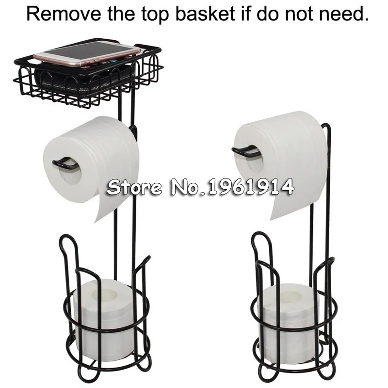 Modern Toilet Paper Holder, Free Standing Toilet Paper Stand With Shelf,  Metal Toilet Paper Roll Holder 