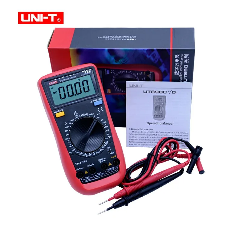 True RMS цифровой мультиметр UNI-T UT890D AC/DC Напряжение измеритель тока Емкость Сопротивление Частота тестер диодов hFE/REL
