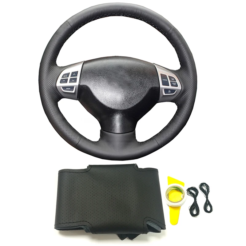 

Genuine leather braid hand-stitched steering wheel cover for Mitsubishi Lancer EX 10 Lancer X Outlander ASX Colt Pajero Sport