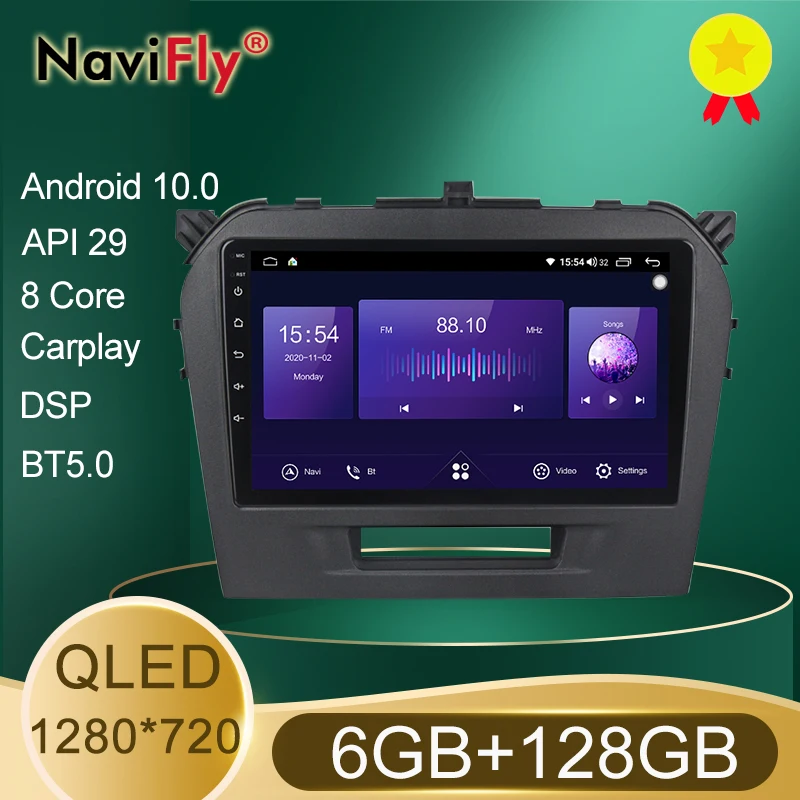NaviFly 7862 QLED экран 1280*720 Android 10 для Suzuki Vitara 4 2014 - 2018 автомобильный Радио