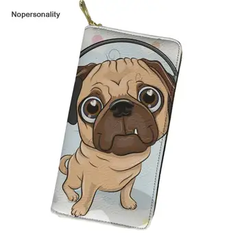 

Nopersonality Cartoon Tribal Pug Dog Raccoon Horse Print Leather Wallets for Women Long Clutch Purse Organizer Card Holders
