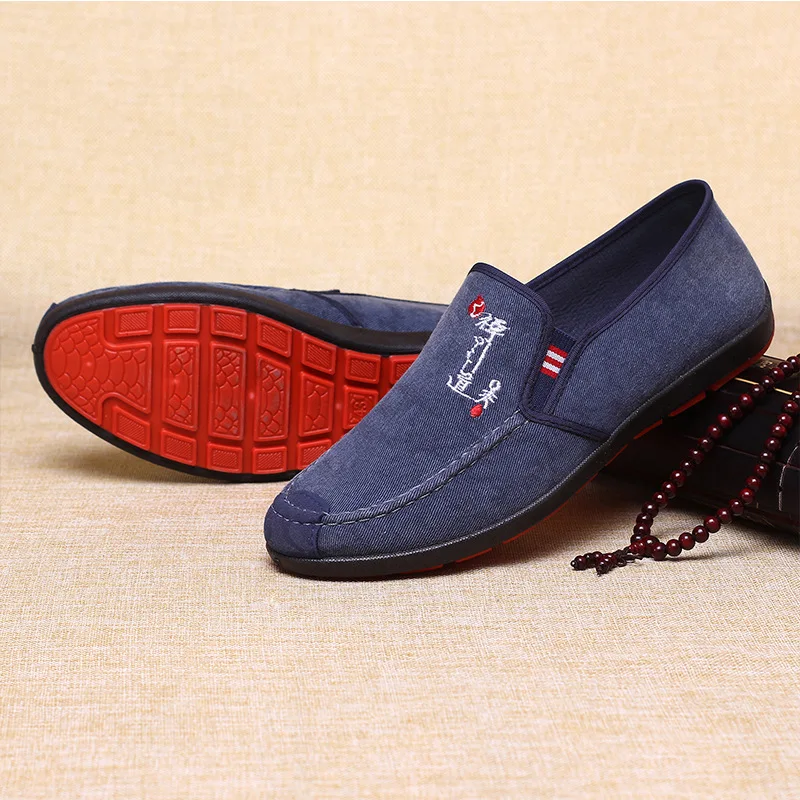 

2019 New Style Old Beijing Cloth Shoes Men's Two-color Sole Low Top Canvas Moccosins Shop Men's Casual Shoes