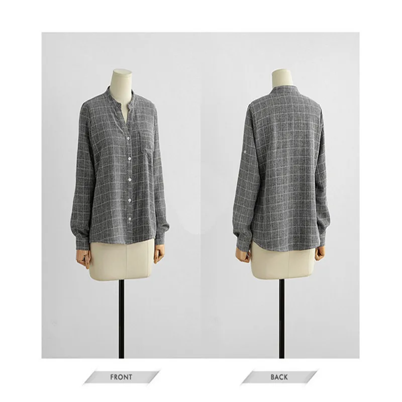 Blouse Women 2020 Autumn Casual Cotton Long Sleeve Plaid Shirt Plus Size Women Clothing Blusas Chemisier Femme ??????? ???????