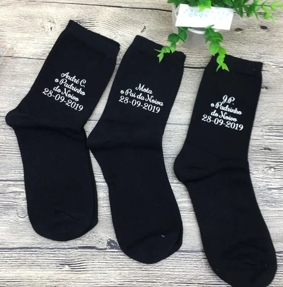 personalize name wedding groom best man groomsman navy socks Bachelorette father of the bride groom usher sock birthday gifts