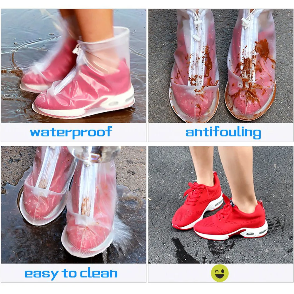 1 пара водонепроницаемых защитных ботинок для обуви, унисекс, на молнии, непромокаемые бахилы с высоким берцем, Нескользящие Чехлы для дождливой обуви d2