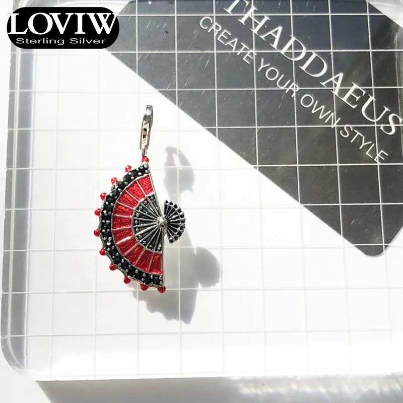 Кулон красный вентилятор, Фирменная Новинка Модные украшения Thomas SABOR Стиль Мода 925 пробы серебра, подарок для женщины, Прямая
