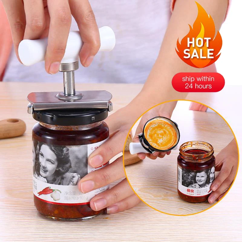 Adjustable Multi-function Bottle Cap Opener Stainless Steel Lids Off Jar Opener Labor-saving