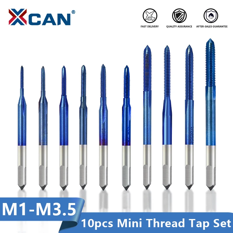 Broca com Chave de Torneira Xcan Thread M1-m3.5 Hss Métrica Plug Parafuso Ajustável Nano Azul Revestido Máquina Torneira Tap 10 Pçs