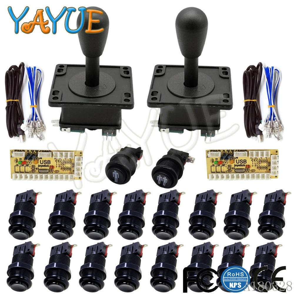 

HAPP Style Arcade Button Joysticks DIY Kit for Arcade Jamma Machine, Include Zero Delay USB Encoder To PC Pandoras Box