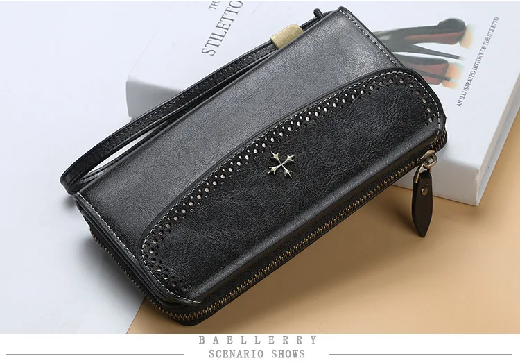 Baellerry женский кошелек кожаный длинный высококачественный однотонный кошелек-клатч на молнии женские Мобильные Сумки 100 шт/партия