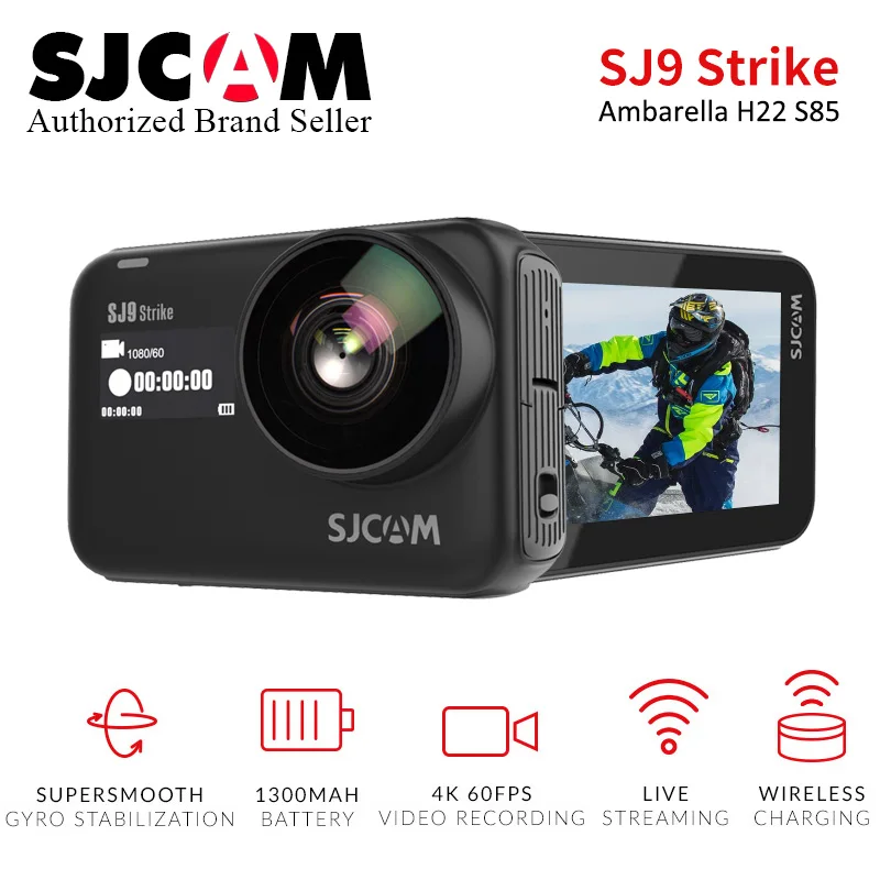 Экшн-камера SJCAM SJ9 Strike Gyro/EIS supermooth 4K 60FPS Wi-Fi удаленная чип Ambarella Беспроводная зарядка
