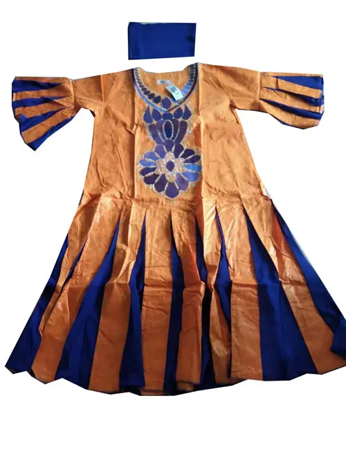 Orange-Blue MD bazin riche, африканские платья для женщин, платье с вышивкой из шифона, Женская традиционная африканская одежда, платья для свадебной вечеринки - Цвет: Orange-Blue