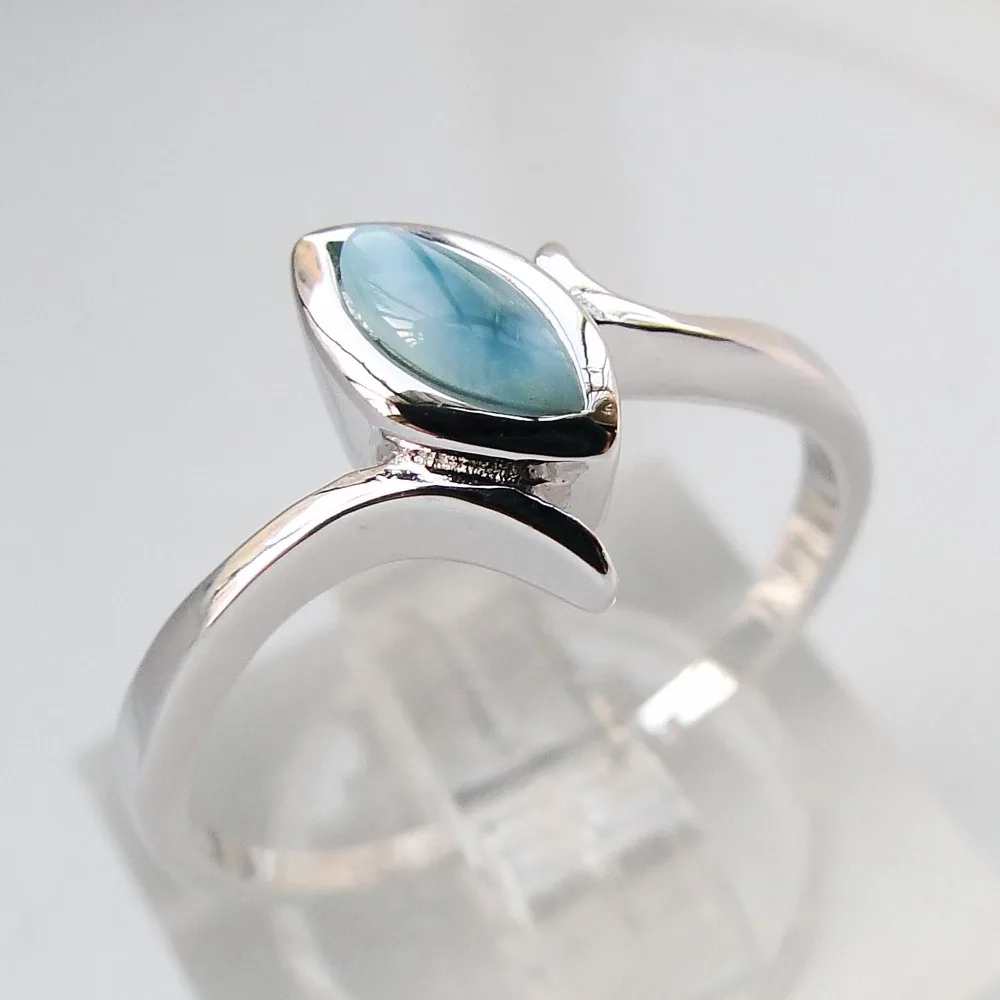 Кольцо с ларимаром из стерлингового серебра 925 пробы, натуральное кольцо с ларимаром, женские вечерние кольца в форме лариамра