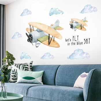 

Removable Cartoon Plane Wall Stickers for Kids rooms Nursery Wall Decor Vinyl Wall Decals Sticker for Room Decoration Home Decor
