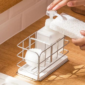 

Home Kitchen Bathroom Stainless Steel Toothpaste Rustproof Brush Adjustable Partition Board Space Saving Sponge Drain Rack Sink