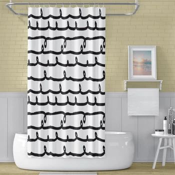

Waterproof Shower Curtains Geometric Flowers Print Bathroom Curtains Bath Screen Polyester Bath Curtains for Bathroom Decor