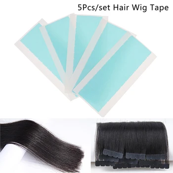

5 Sheets 12pcs Adhesive Double Side Tape For Remy Human Hair Extension Tape, Tools For Hair Extension Blue / White