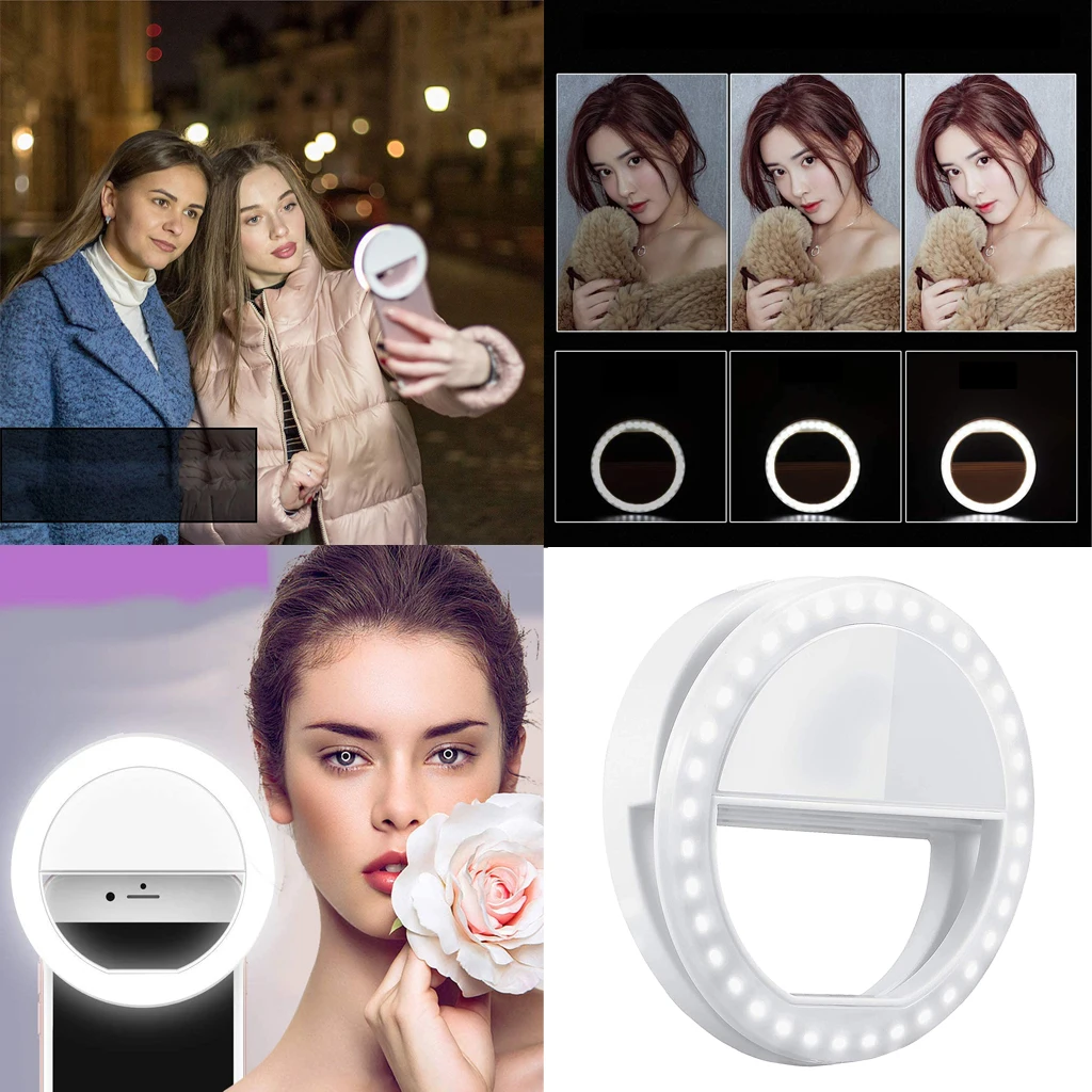 Dimmable LED Selfie Ring Light for Video Live Stream Makeup Portable Light