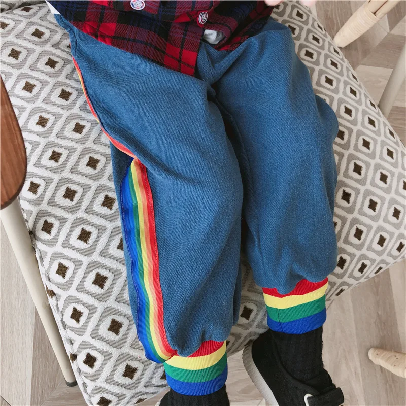 Unibaby/мужские и женские детские Customizable-, новые товары, разноцветные эластичные универсальные джинсы из Южной Кореи