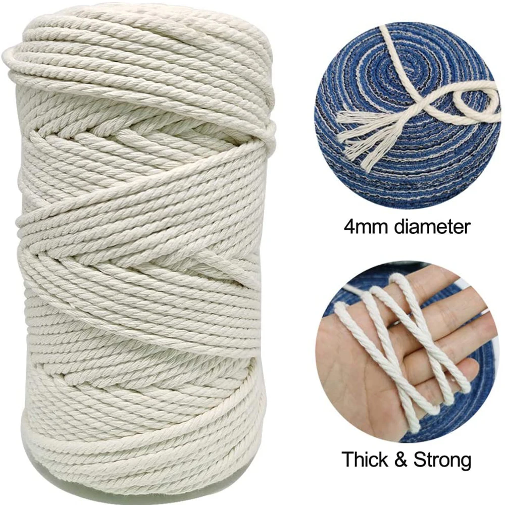 Natural Cotton Twisted Rope 2-100M 1/2/3/4/5/6/8/10mm Macrame Cotton Cord Twine String DIY Craft Knitting Christmas Wedding Deco cotton rope macrame cord