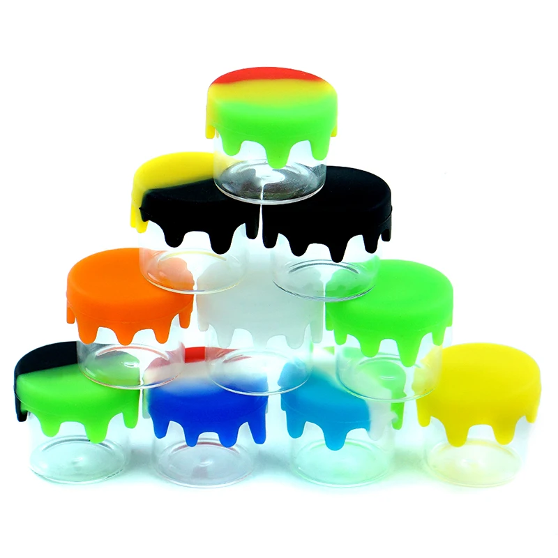 

100pcs Non-Stick Glass Jars Wax Container Concentrate Container wax jar glass Bottle with silicone lid