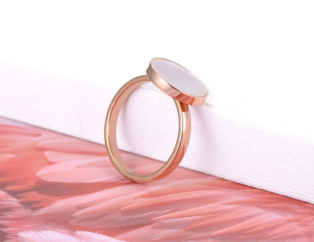 JeeMango Trendiger Party-Ring aus Titan-Edelstahl mit weißer Muschel, Roségoldfarben, originelles Design, Bohemia-Ring für Damen, R20051 – Detail 5