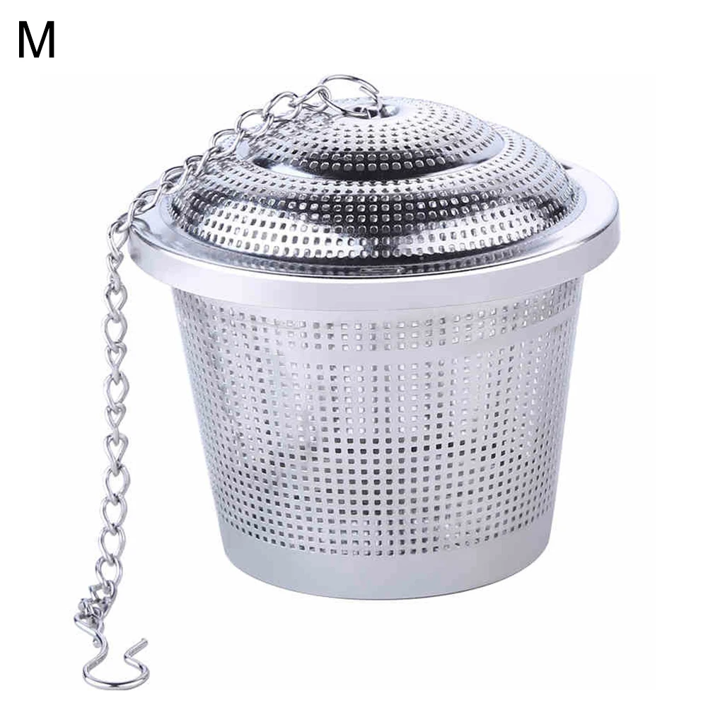 Stainless Steel Loose Tea Leaf Brewing Basket Filter Holder Infuser with Chain