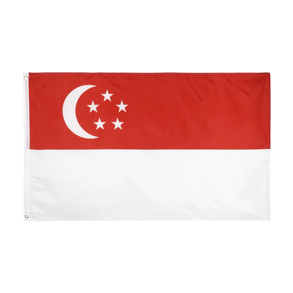 

Republic of Singapore flag Custom Flag 3x5ft Flying Banner 100D Polyester Advertising Sports Decoration Car Grommets