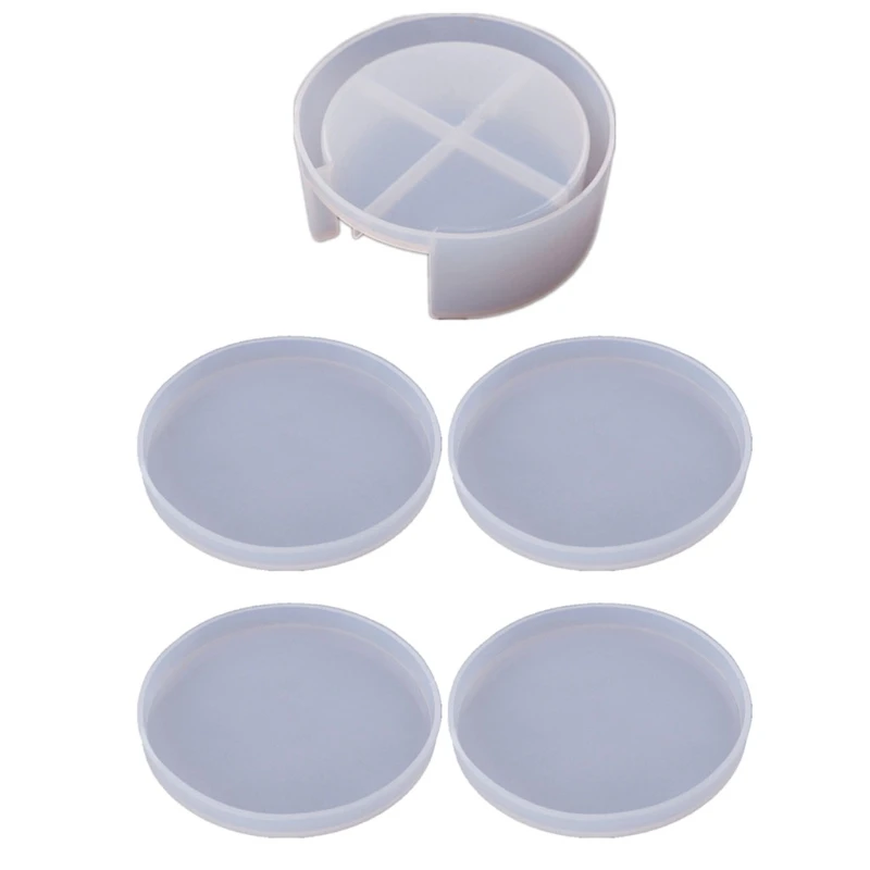 5Pcs Coaster Molds with Coaster Storage Box Mold Kit Epoxy Resin Molds for Resin Cups Mats Home Decoration Resin Crafts