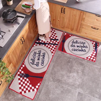 

50x80CM+50x160CM High Quality Polyester Cotton Kitchen Floor Mat Water and Oil Control Kitchen Rugs Mats